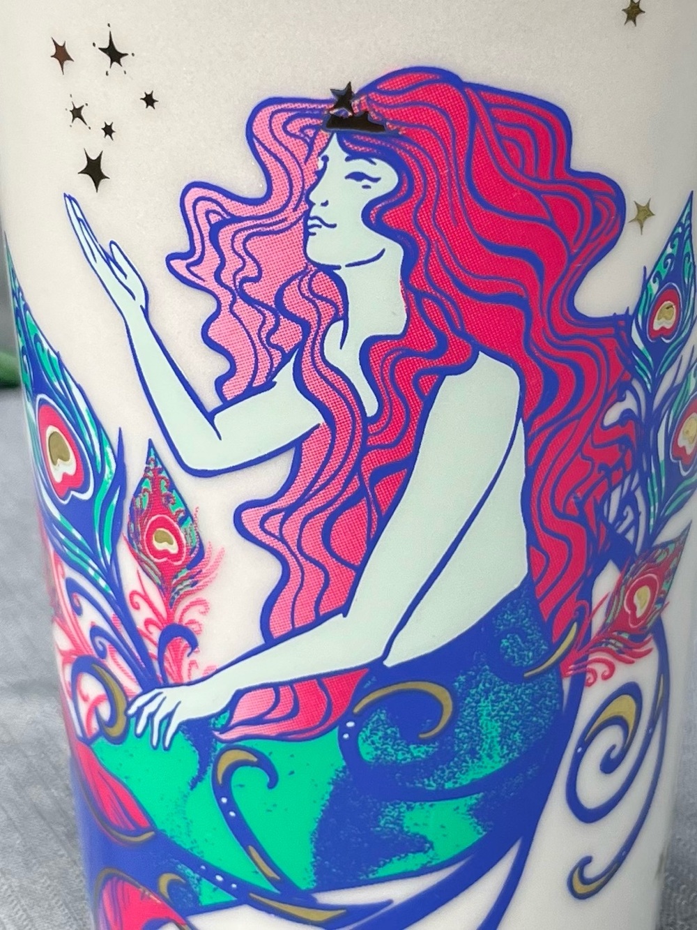 2015 Starbucks Peacock Siren Ceramic Travel Mug 12 oz With Lid *Brand new - Picture 3 of 15